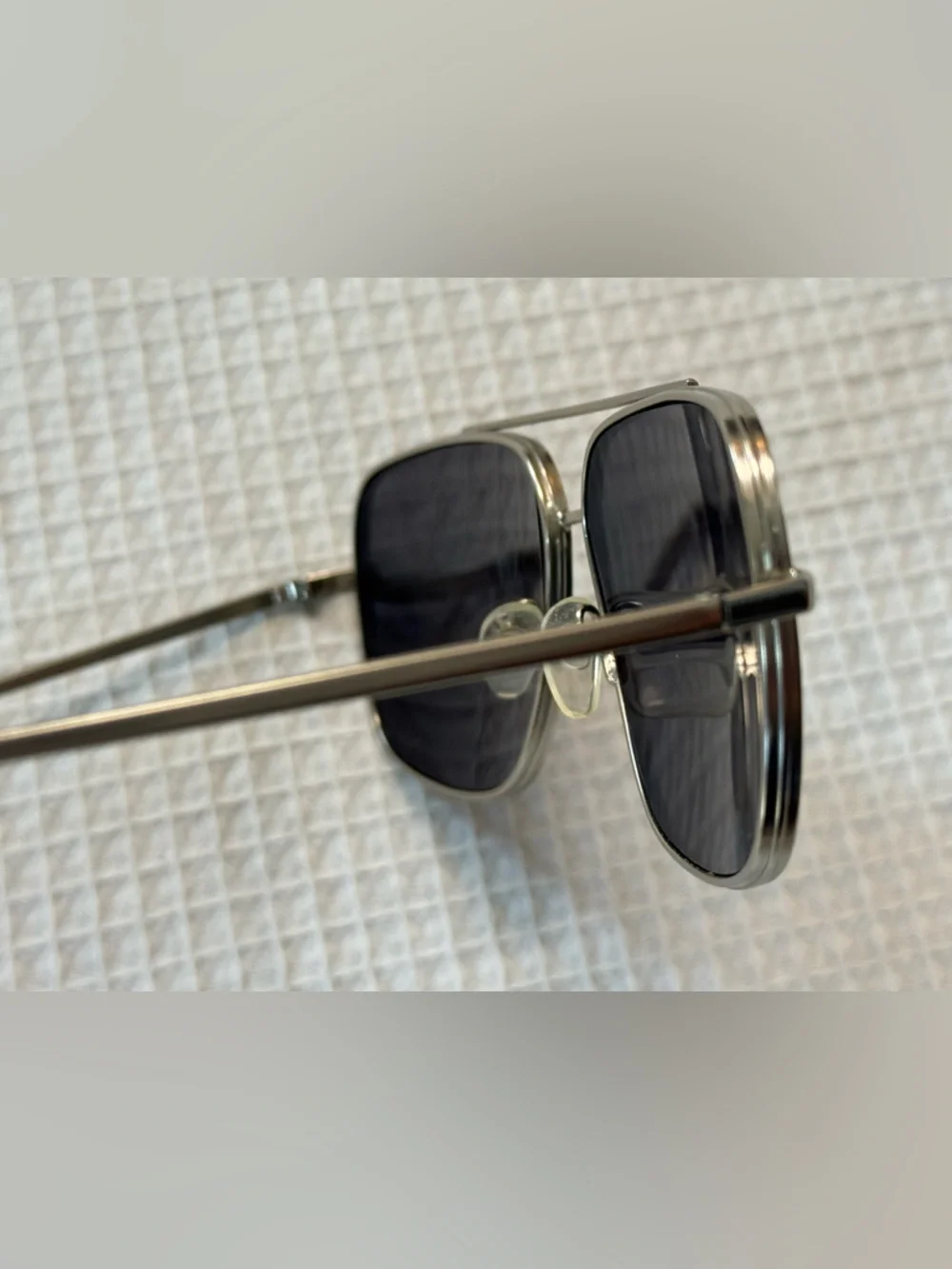 Vintage Silver metal Frame Sunglasses with Dark Blue Lenses - Picture 9 of 12